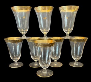 lot 135 image: Vintage Tiffin Franciscan Gold Rimmed Iced Tea Glasses