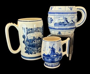 lot 137 image: Three Collectible Delft Mugs