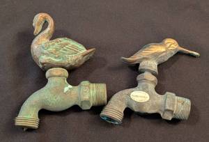 lot 120 image: Pair of Patina Brass Water Spigots