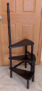 lot 24 image: Vintage Mahogany Spiral Library Step Ladder
