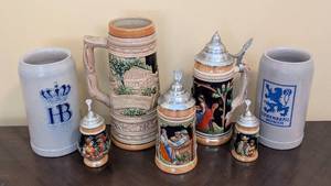 lot 61 image: Assorted Vintage German Beer Steins