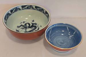 lot 42 image: Pair of Asian Inspired Serving Bowls