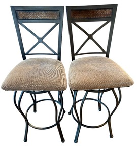 lot 15 image: Pretty Metal, Neutral Swivel Barstools