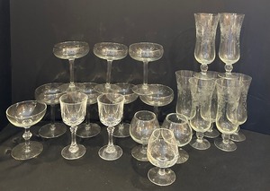 lot 122 image: Amazing Vintage Variety of Glasses  Crystal, Glass  Etched Glass