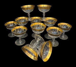 lot 78 image: Mid Century Minton 36 Gold Encrusted Low Champagne  Sherbet Glasses