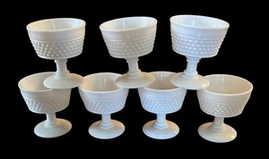 lot 88A image: Hobnail Milk Glass Dessert Dishes