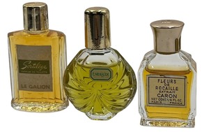 lot 68 image: VINTAGE MINI PERFUMES, FLEURS DE ROCAILLE, SORTILEGE,EMERAUDE - BUNDLE OF 3