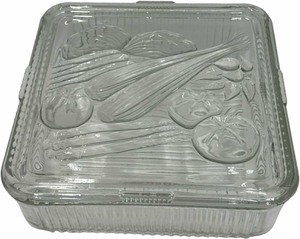 lot 77 image: VINTAGE LARGE FEDERAL GLASS FRIDGE DISH WITH LID