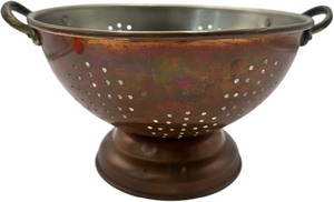 lot 108 image: VINTAGE 9 COPPER STRAINER