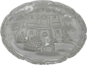 lot 333 image: VINTAGE 15 MIKASA WINTER WONDERLAND GLASS ROUND HOSTESS PLATTER