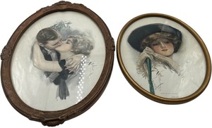 lot 324 image: VINTAGE PAINTINGS WALL DECOR VICTORIAN FRAMED ART, LOT OF 2
