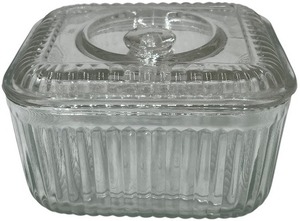 lot 286 image: VINTAGE ANCHOR HOCKING CLEAR GLASS DISH WITH A LID