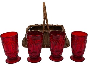 lot 276 image: VINTAGE LE SMITH 4 MOON AND STAR 13 OZ FOOTED ICED TEA GLASSES