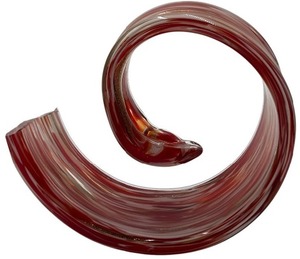 lot 285 image: ABSTRACT RED ART GLASS SWIRL SCULPTURE HOME DECOR