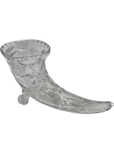 lot 280 image: VINTAGE CRYSTAL GLASS CORNUCOPIA HORN OF PLENTY DECORATIVE VASE