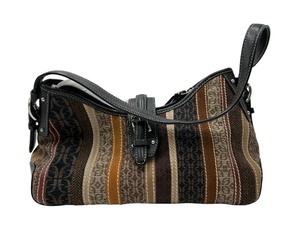 lot 268 image: FOSSIL PURSEBLACK AND BROWN FOSSIL JACQUARD