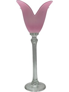 lot 254 image: TULIP GLASS CANDLE HOLDER
