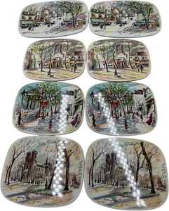 lot 502 image: VINTAGE SCENES OF PARIS TRIVETS, COUNT OF 8