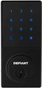lot 561 image: DEFIANT SQUARE AGED BRONZE ELECTRIC SINGLE CYLINDER KEYPAD DEADBOLT