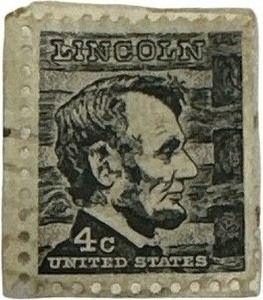 lot 120 image: VINTAGE 1965 ABRAHAM LINCOLN 4 CENT BLACK POSTAL UNCANCELLED STAMP