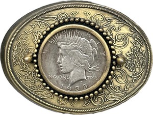 lot 581 image: DECORATIVE BRASS BELT BUCKLE, NO COIN OR GEM