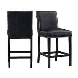 Pia Faux Leather Counter Height Side Chair Set in Black by Picket House Furnishings  Customer Returns See Pictures