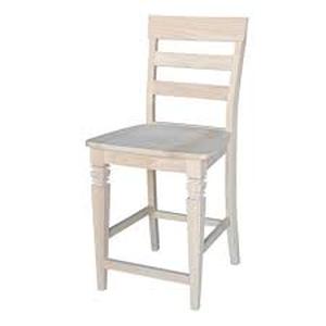 International Concepts 24 in. Unfinished Wood Bar Stool  Customer Returns See Pictures