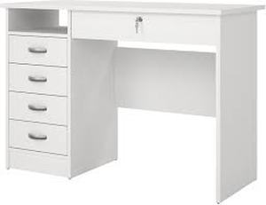 Function Plus Office Desk with 5 Drawers, White Customer Returns See Pictures