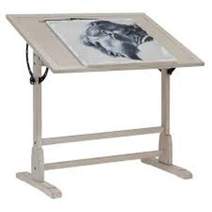 Studio Designs Vintage 42 in. Wide Rectangular Coastal Wash DrawingDraft.ing Wood TableDesk with Adjustable Top  Customer Returns See Pictures