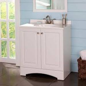 Glacier Bay 31 in. Single Sink White Bath Vanity with White Cultured Marble Top (Assembled) Customer Returns See Pictures