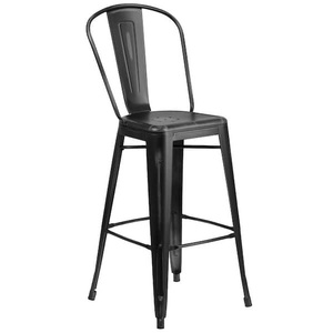 lot 2 image: Black Metal Bar Stool with Backrest