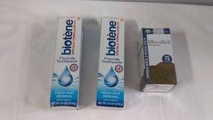 lot 57 image: 2 Biotene Fluoride Toothpaste and Immurich Capsules Set