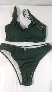 lot 110 image: Zaful Green Ribbed Bikini Set - Top and Bottom XL