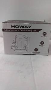 lot 134 image: HOWAY Coffee Warmer & Ceramic Mug Set with Auto Shut-off