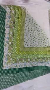 lot 164 image: 3 Bundles of 7 20 x 20 Green Floral Cotton Quilting Fabric
