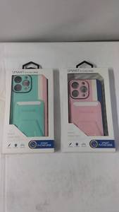 lot 174 image: Set of 2 Smart Phone Cases for iPhone 14 - Pink and Mint Green