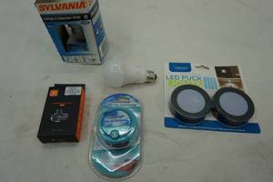 lot 3 image: Light Bulbs, LED puck lights, car air freshener, Geek Vape Aegis Boost Pro Pod