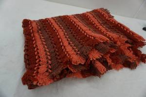 lot 35 image: redbrownmauve striped Afghan 4x60