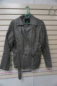 lot 161 image: Womens grey faux leather with belt jacket Mossimo size XL