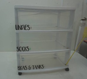 lot 210 image: 3 drawer storage cart on wheels