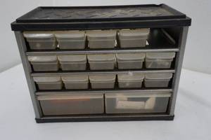 lot 228 image: hardware organizer and contents