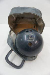 lot 270 image: Bowling ball and bag with bowling ball stand