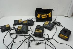 lot 309 image: DeWalt battery chargers and tool bag