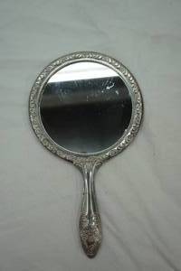 lot 319 image: antique Victorian silver-plated hand mirror