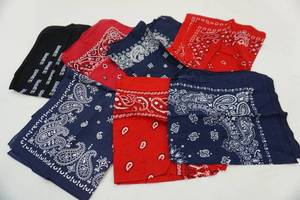 lot 391 image: Cotton bandana lot, red and blue