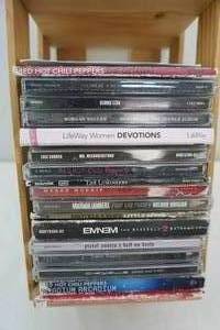 lot 400 image: Wooden CD holder  Coldplay, Morgan Wallen, Eric Church, Highly Suspect