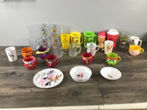 lot 43 image: Lot of Collectible Cups & More - Mickey Mouse - Pilsbury Funny Face Cups - Flinstones - Cabbage Patch Kids - Porky the Pig - Shrek - Batman - Joker & More