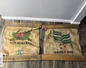 lot 83 image: 2 - Decorative Wall Hanging Coffee Gunny Sacks