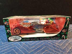lot 161 image: 2002 Holiday Hot Wheels Santa Speedster (never been removed from box)