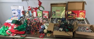 lot 101 image: Lot of Christmas Items - Ornaments - Elf on the Shelf - Lights - Stockings - Hat - Decorations and More
